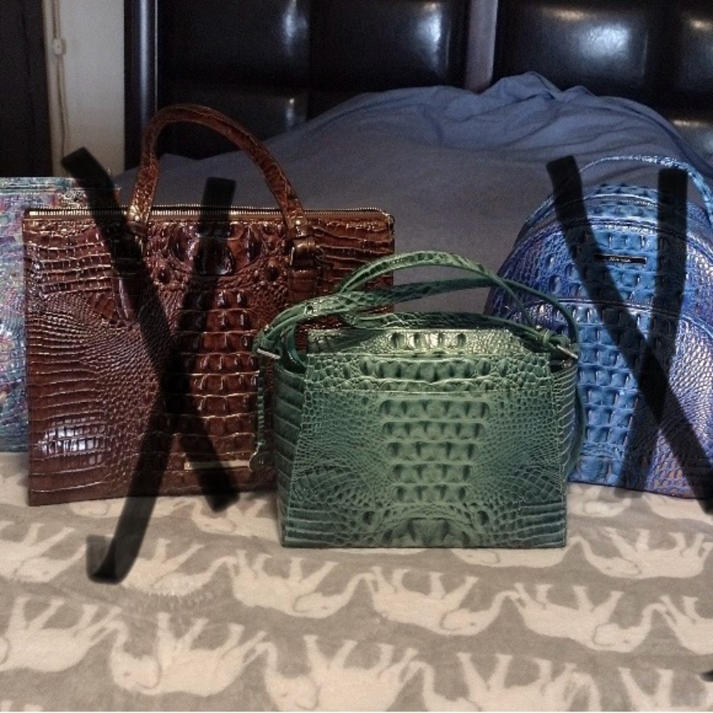 Brahmin Green Satchel with Luxurious Texture - Picture 1 of 1